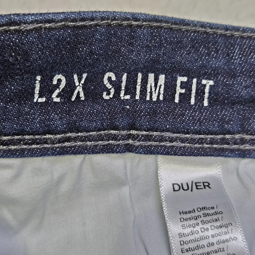 DU/ER L2X Slim Fit Jean Mens 31x30 Stretch Performance Dark Blue Denim Pant DUER